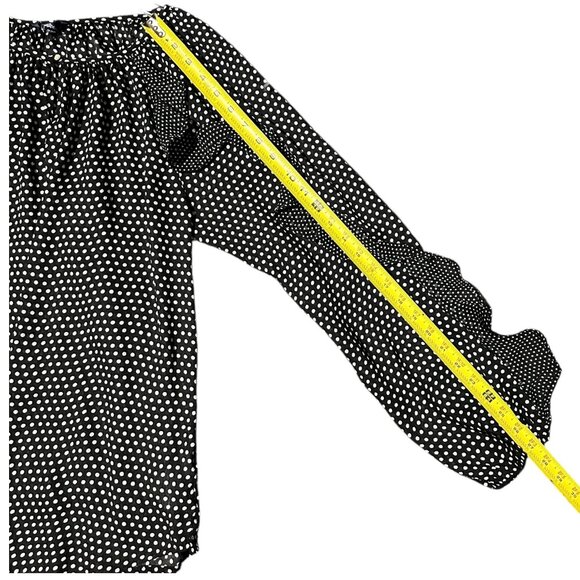 Ralph Lauren Chaps Women's Polka Dot Ruffle Blouse Size Large L - Picture 5 of 9